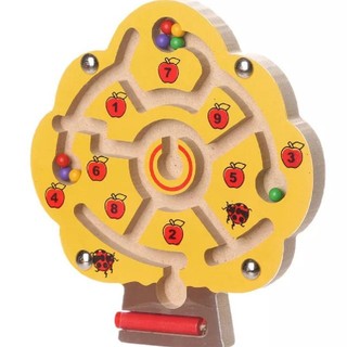 木製 磁石 迷路 モンテッソーリ 可愛い木のメイロ(知育玩具)