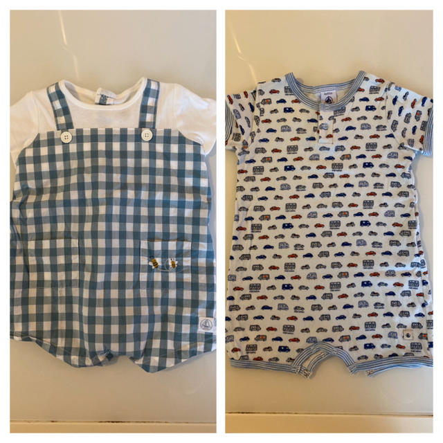 PETIT BATEAU(プチバトー)のeri様専用　プチバトーロンパース2枚セット キッズ/ベビー/マタニティのベビー服(~85cm)(ロンパース)の商品写真