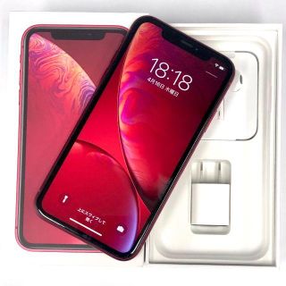 アップル(Apple)の◆極美品 SIMフリー iPhone XR 256GB レッド 〇判定 送料無料(スマートフォン本体)