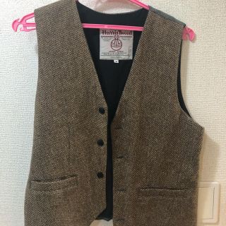 トゥモローランド ハリスツイード ベスト ジレ 前開き ウール 48 L 茶 紺