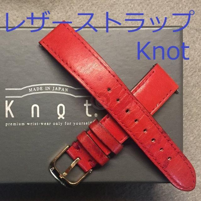 KNOT(ノット)のKnot 腕時計 本革 赤 栃木レザー ストラップ ベルト バンド 幅18mm レディースのファッション小物(腕時計)の商品写真