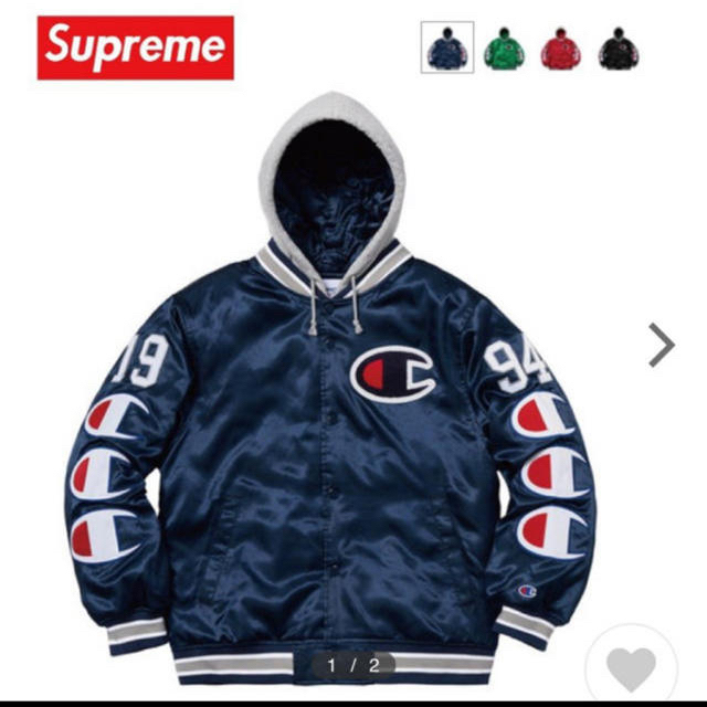 Supreme Champion Hooded サテンジャケットナイロンジャケット