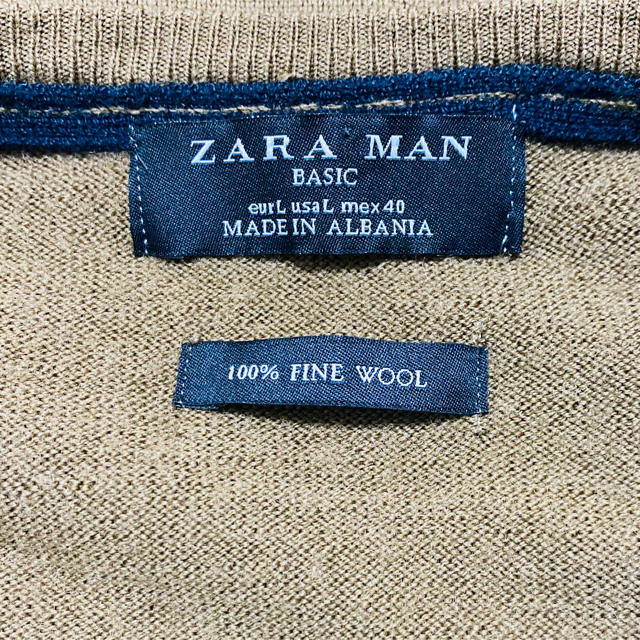 ZARA(ザラ)の美品　ZARA薄手ブラウンＶネックセーターウール100% メンズのトップス(ニット/セーター)の商品写真