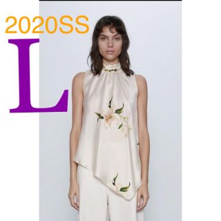 ザラ(ZARA)の＊2020SS＊ZARA サテン地 プリント柄 フラワー 百合 ブラウス(シャツ/ブラウス(半袖/袖なし))