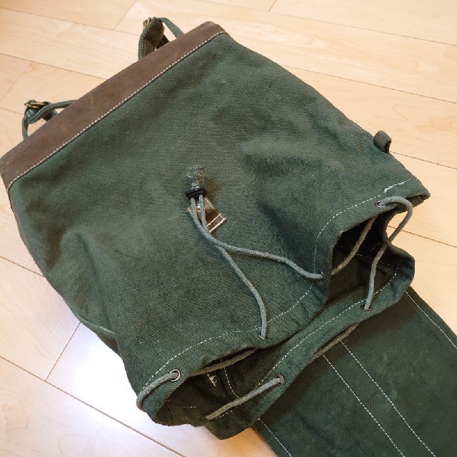 バックパック リュック ハンドメイド コットン 染め グリーン 緑 ナチュラル レディースのバッグ(リュック/バックパック)の商品写真