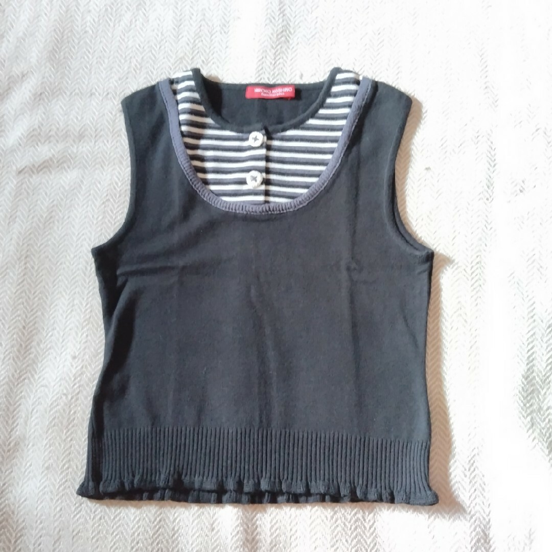 familiar(ファミリア)のfamiliarヒロココシノ140ベスト＊黒 キッズ/ベビー/マタニティのキッズ服女の子用(90cm~)(ニット)の商品写真