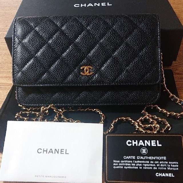 CHANEL シャネル チェーンウォレット マトラッセ キャビアスキン 美品