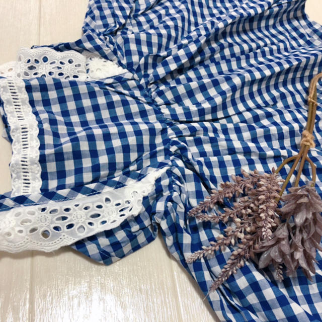 韓国子供服 ギンガムチェックワンピース キッズ/ベビー/マタニティのキッズ服女の子用(90cm~)(ワンピース)の商品写真