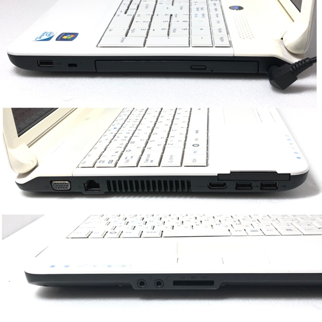 きれいな白ノートパソコン/Webカメラ付で在宅ワークにも◎メモリ8GB きれいな白ノートパソコン/Webカメラ付で在宅ワークにも◎メモリ8GB