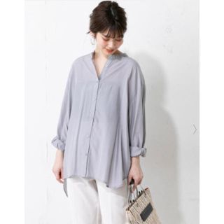 ナチュラルクチュール(natural couture)のナチュラルクチュール　やわらか微光沢バンドカラーシャツ(シャツ/ブラウス(長袖/七分))