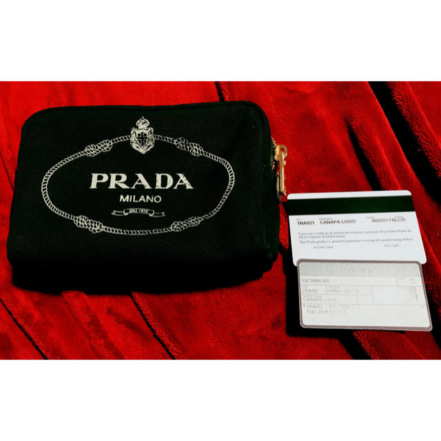 送料込☆カード付*新品 PRADA カナパ ロゴ ポーチ 1NA021 バッグ