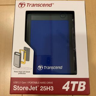 トランセンド(Transcend)のTranscend 外付け 4TB 耐衝撃 ハードディスク(PC周辺機器)