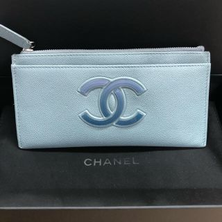 シャネル(CHANEL)のシャネル　長財布　水色(財布)