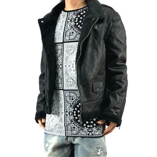 新品 Bolongaro Trevor ボア レザー ミリタリー ライダース M(ライダースジャケット)