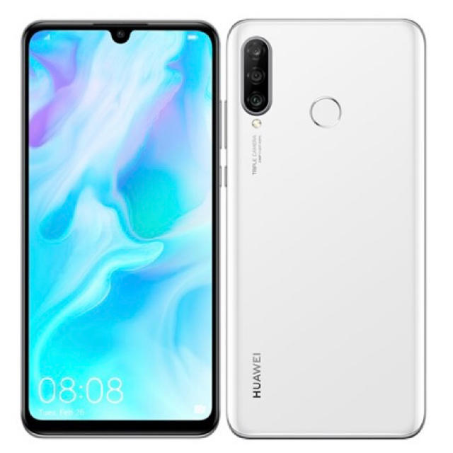 Huawei P30lite 新品未開封 SIMフリースマホ パールホワイトスマホ/家電/カメラ