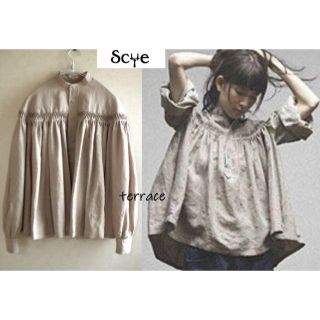 サイ(Scye)のscyeサイ♡リネンタックブラウス♡ベージュ38(Tシャツ(長袖/七分))