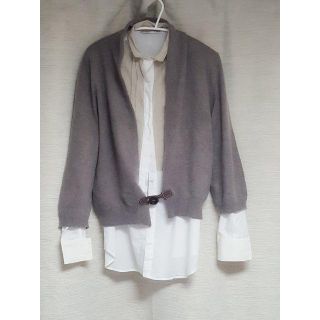 ブルネロクチネリ(BRUNELLO CUCINELLI)のファビアナフィリッピ　レザー使い　カーディガン(カーディガン)