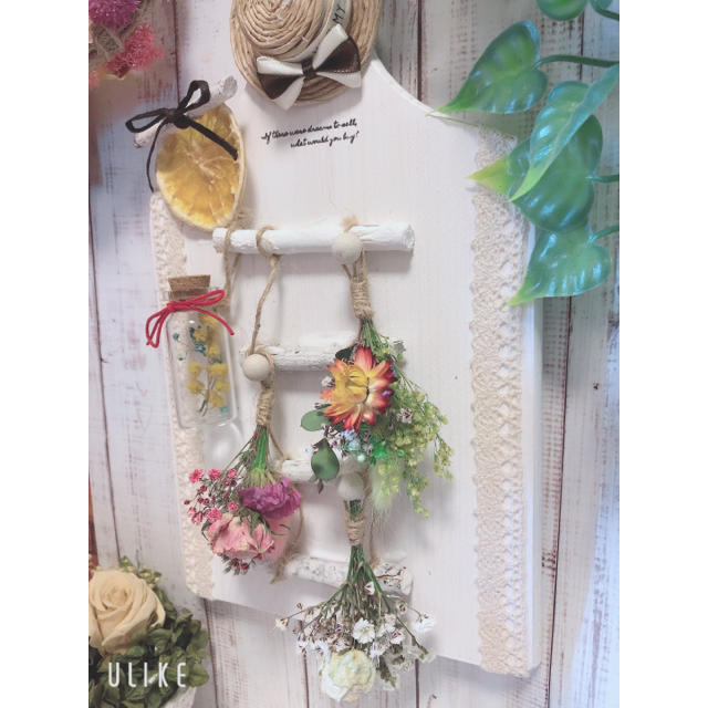 ❀ドライフラワー木製ボードgarland❀ ハンドメイドのフラワー/ガーデン(ドライフラワー)の商品写真