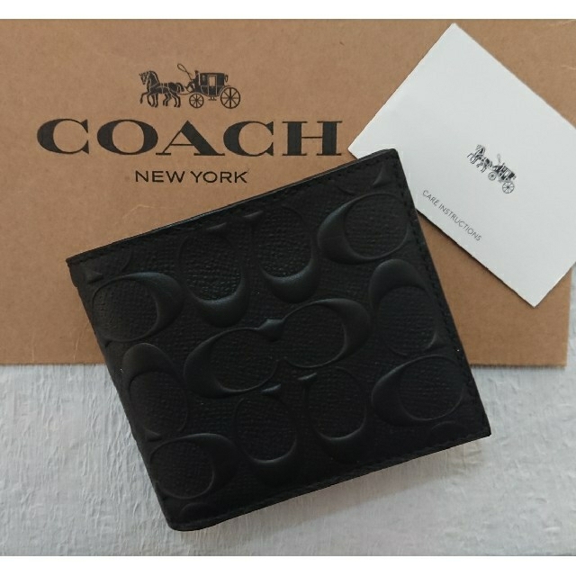 売れ筋商品 COACH 新品 ブラック 折り財布 コーチ メンズ レディース