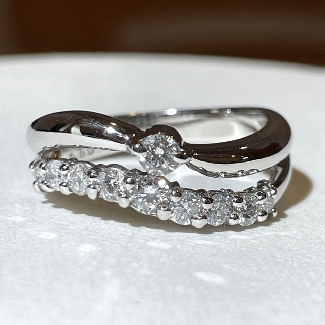 照り抜群!Pt900 ダイヤ 0.50ct 花 リング 4.06g M1193-
