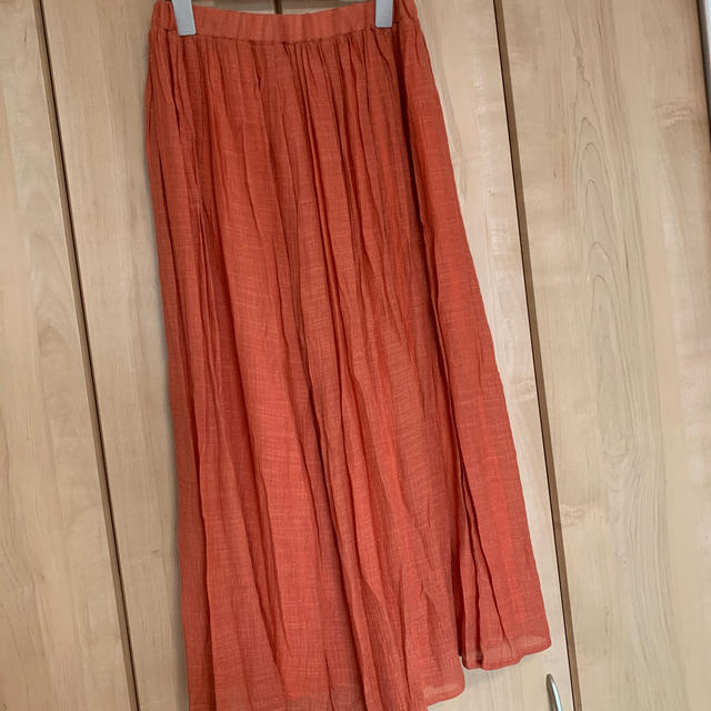 ♡ロングスカートパンツ オレンジ 春夏L レディースのパンツ(クロップドパンツ)の商品写真