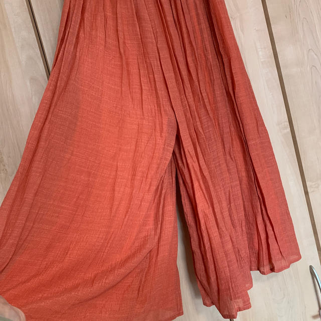 ♡ロングスカートパンツ オレンジ 春夏L レディースのパンツ(クロップドパンツ)の商品写真
