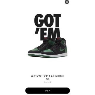 ナイキ(NIKE)のNIKE AIR JORDAN 1 PINE  GREEN(スニーカー)