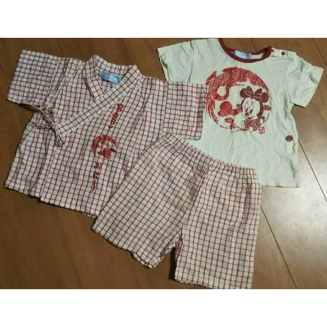 Disney(ディズニー)の甚平 セット  80  Disney  babyミニー  女の子  おまけ付き キッズ/ベビー/マタニティのベビー服(~85cm)(甚平/浴衣)の商品写真