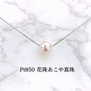 新品 Pt850 花珠あこや真珠  一粒パールネックレス(ネックレス)