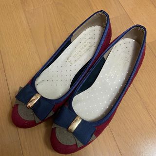 【美品】ワインレッド×ネイビー パンプス☆23センチ(ハイヒール/パンプス)