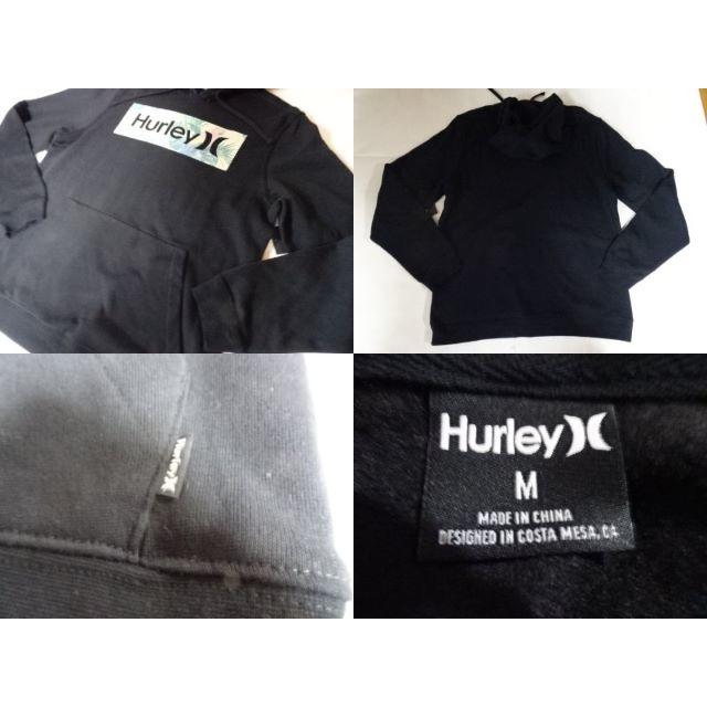 Hurley(ハーレー)のハーレー【HURLEY】南国風ロゴ プルオーバーパーカーUS M黒 メンズのトップス(パーカー)の商品写真