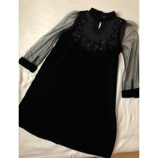 ザラ(ZARA)のZARA ベロア　ベルベット  シースルー　ワンピース　XS(ひざ丈ワンピース)