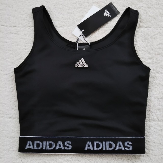 adidas(アディダス)の【新品タグ付き】moussy&adidas コラボ タンクトップ M 黒 レディースのトップス(タンクトップ)の商品写真