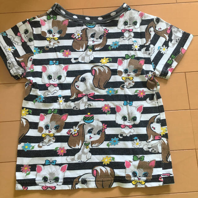 GrandGround(グラグラ)のグラグラ　わんにゃんTシャツ　レトロ キッズ/ベビー/マタニティのキッズ服女の子用(90cm~)(Tシャツ/カットソー)の商品写真