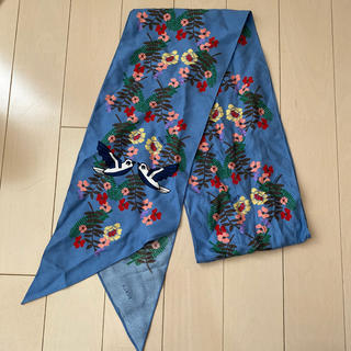 フルラ(Furla)の良品：フルラ FURLA スカーフ ブルー 150センチ(バンダナ/スカーフ)