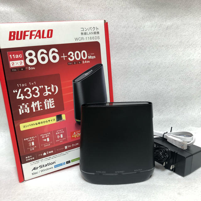 Buffalo(バッファロー)のBUFFALO WCR-1166DS コンパクト無線LAN親機 スマホ/家電/カメラのスマホ/家電/カメラ その他(その他)の商品写真