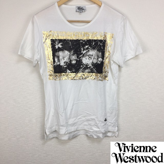 Vivienne Westwood(ヴィヴィアンウエストウッド)の美品 ヴィヴィアンウエストウッドマン 半袖Tシャツ ホワイト サイズ46 メンズのトップス(Tシャツ/カットソー(半袖/袖なし))の商品写真