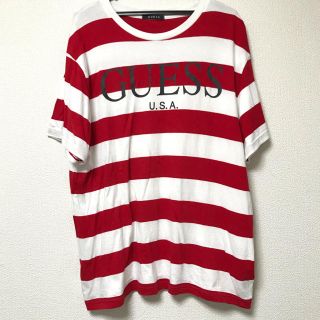 ゲス(GUESS)のGUESS ボーダー Tシャツ 赤(Tシャツ/カットソー(半袖/袖なし))