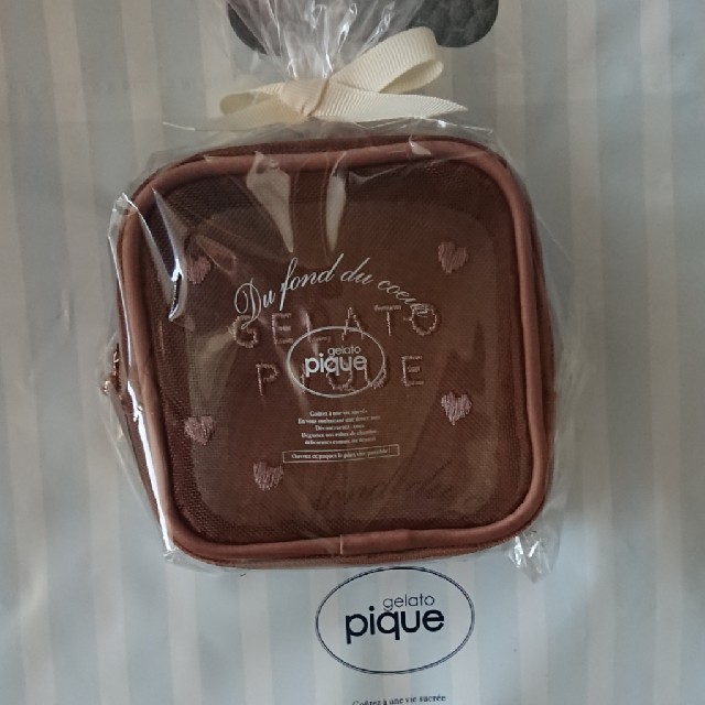 gelato pique(ジェラートピケ)の【新品】ジェラートピケ・ チョコレートブラウンのメッシュポーチ レディースのファッション小物(ポーチ)の商品写真