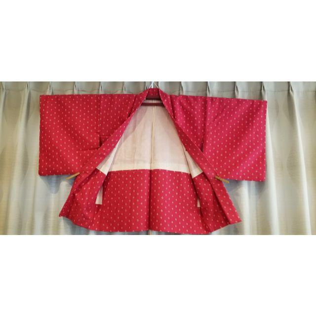 【正絹】麻の葉の地紋入り深いピンクの羽織り(No012) レディースの水着/浴衣(着物)の商品写真