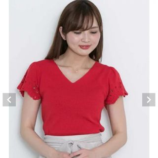 プロポーションボディドレッシング(PROPORTION BODY DRESSING)のゆうちゃまん様専用【新品未使用／プロポ】カットワークフレアーニット L(ニット/セーター)