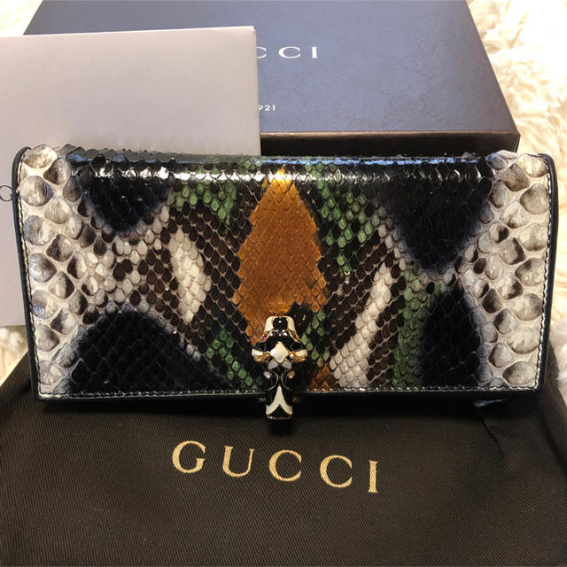 【新品 正規 希少】GUCCI パイソンレザー タイガーヘッド長財布 | フリマアプリ ラクマ