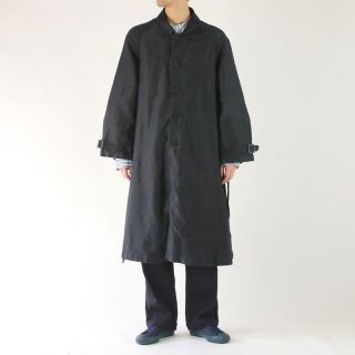 コモリ(COMOLI)のOUTIL ウティ】MANTEAU UZES BLACK モールスキン(ステンカラーコート)