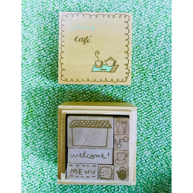 スタンプセット   cafe ハンドメイドの文具/ステーショナリー(はんこ)の商品写真