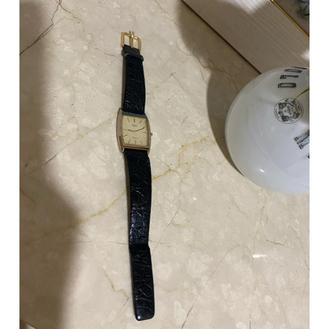 SEIKO 黒クロコ柄革腕時計