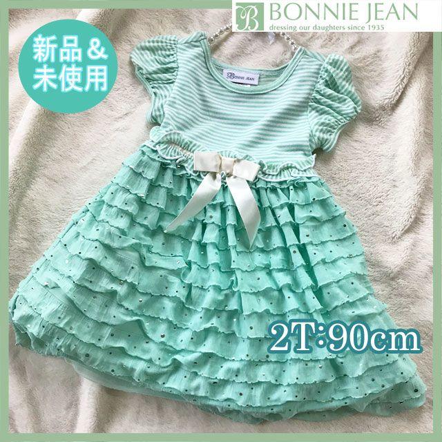 新品未使用 ボニージーンBONNIEJEAN 半袖ワンピース キッズ 2T キッズ/ベビー/マタニティのキッズ服女の子用(90cm~)(ワンピース)の商品写真