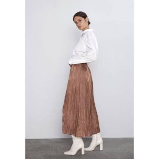 ザラ(ZARA)のZARA♡メタリックスカート♡ブラウン(ロングスカート)