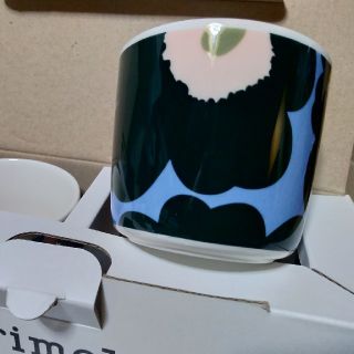 マリメッコ(marimekko)の新品◆マリメッコ　ピーチ　ブルー　ラテマグ　マグカップ(グラス/カップ)