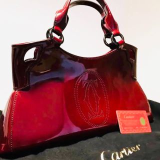 カルティエ(Cartier)の1回のみ＊カルティエ ＊マルチェロ＊ボルドー(ハンドバッグ)