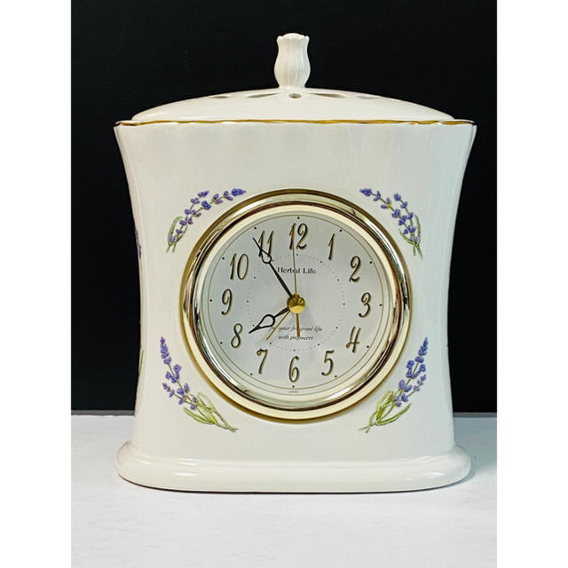 【 美品 】リズム時計  HERBAL LIFE  陶器製  アラーム付き置時計